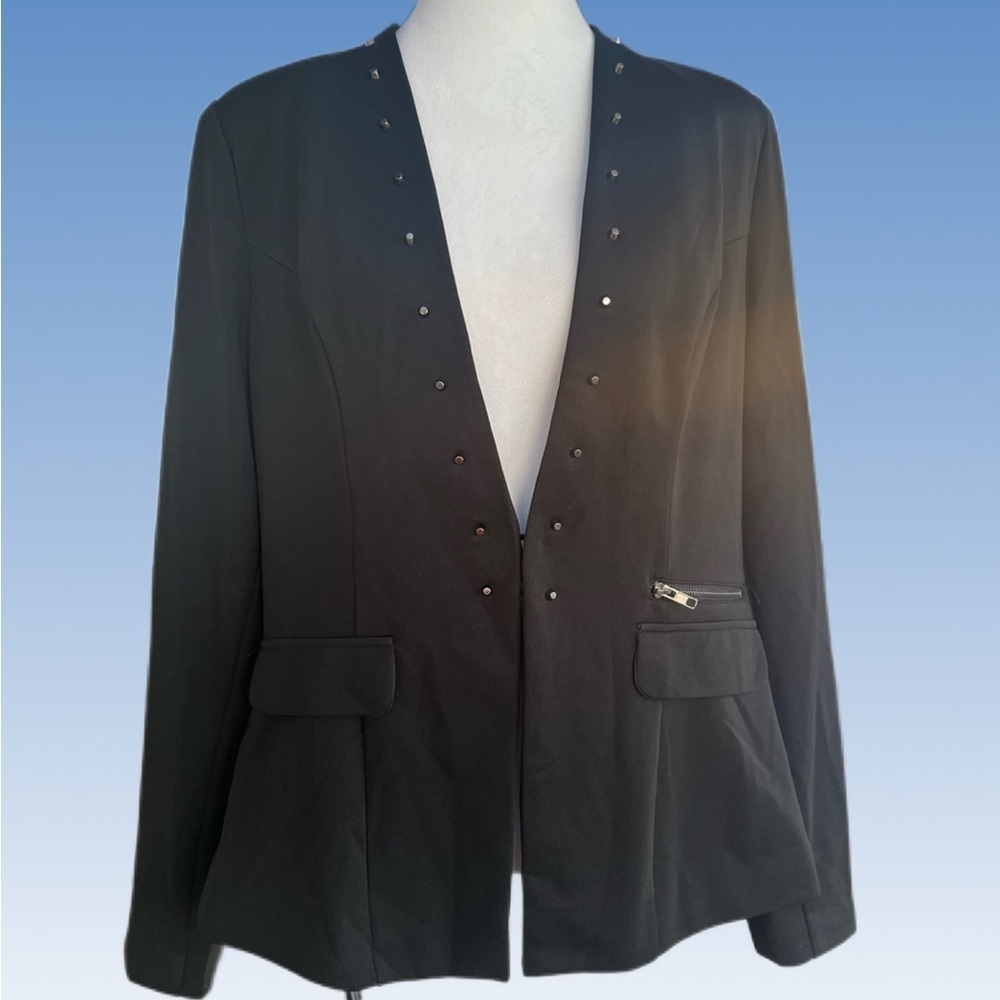 City Chic Black Blazer with Stud Details